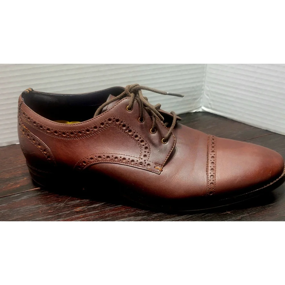 Cole Haan Grand 360 Men Brown Leather Cap Toe Oxford Lace Up Dress Shoe 9.5 M